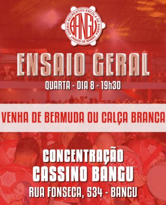 Carnaval 2020 – GRES Unidos de Bangu realiza primeiro ensaio geral de 2020