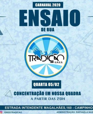 Carnaval 2020 – GRES Tradição realiza ensaio de rua