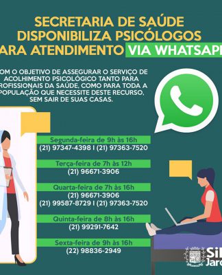 Secretaria de Saúde de Silva Jardim disponibiliza psicólogos para atendimento virtual