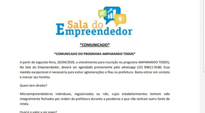 Trajano de Moraes – Comunicado do Programa Amparando Todos