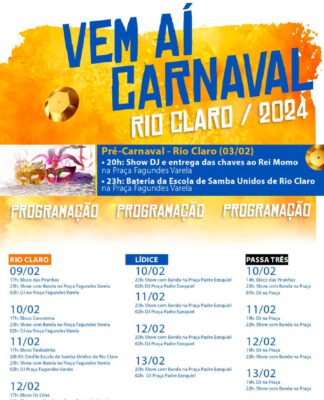 Programação do Carnaval 2024 de Rio Claro