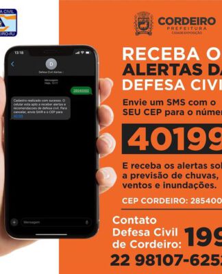 Previsão chuvas intensas – Contato da Defesa Civil de Cordeiro