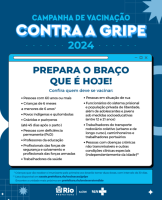 Secretaria de Saúde do Rio inicia a campanha de vacinação contra a gripe nos grupos prioritários
