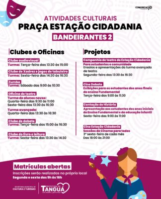 Inscrições abertas para atividades culturais na Estação da Cidadania em Tanguá