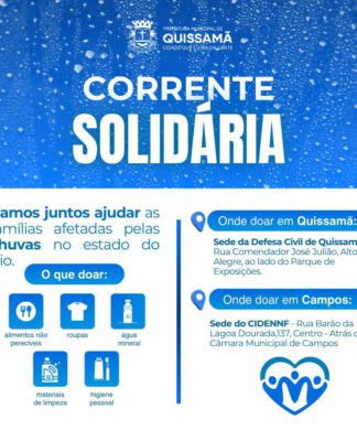 Corrente de solidariedade às vítimas das chuvas em Quissamã